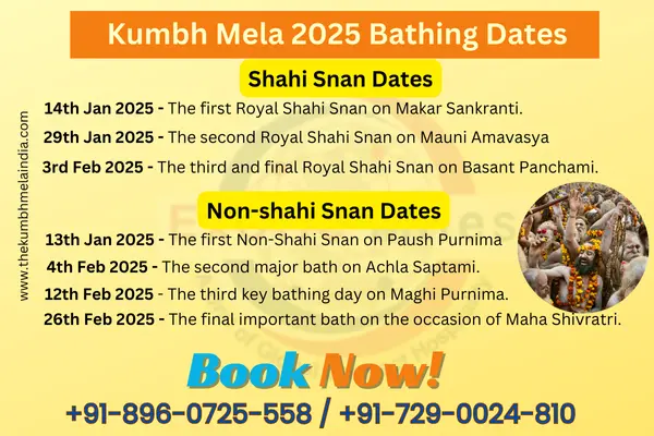 Kumbh Mela 2025 Bathing Dates Shahi Snan Dates